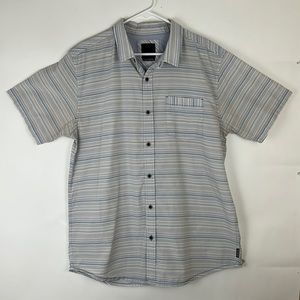 PRANA Men’s Breathe Short sleeve button down collar shirt Blue and White…